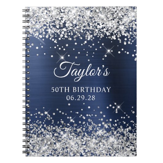 Carnet Parties scintillant d'argent Marine Blue Foil 50e (Devant)