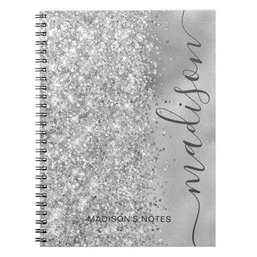 Carnet Parties scintillant d'argent moderne Monogramme mé (Devant)