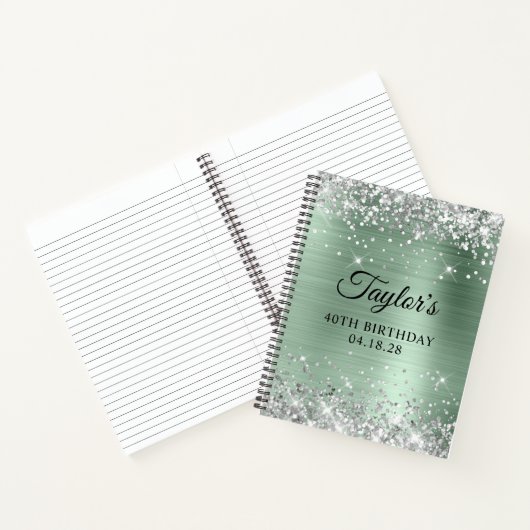 Carnet Parties scintillant d'argent Pale Mint Foil 40e an (Intérieur)