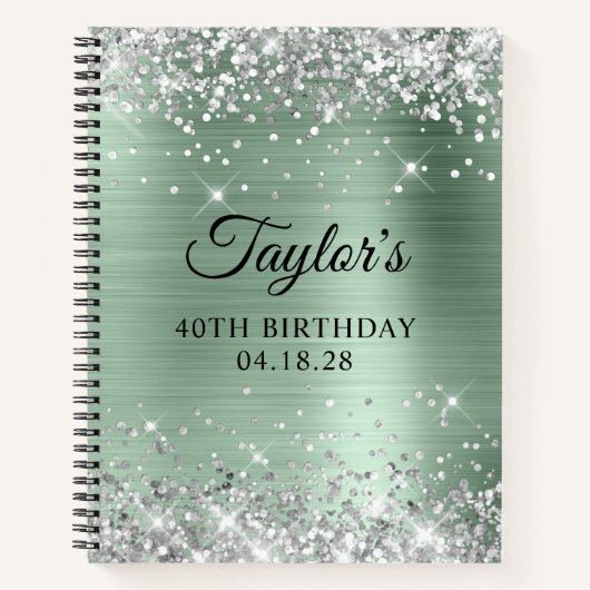 Carnet Parties scintillant d'argent Pale Mint Foil 40e an (Devant)