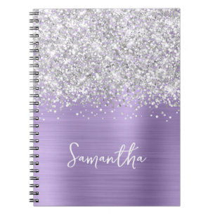 Carnet Parties scintillant d'argent Pale Purple Glam Nom