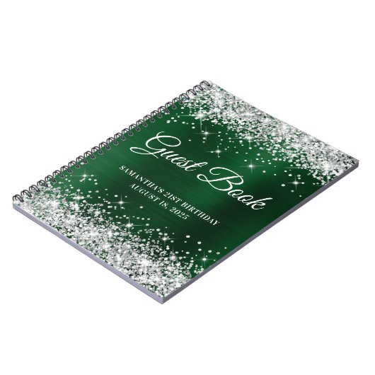 Carnet Parties scintillant d'argent Vert foncé 21e annive (Côté gauche)