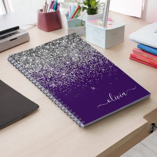Carnet Parties scintillant d'argent violet Girl Nom du mo