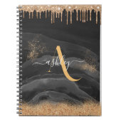 Carnet Parties scintillant de goutte d'or Monogramme méta (Devant)