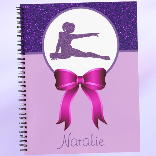 Carnet Parties scintillant de gymnastique et Bow rose et 