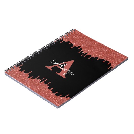 Carnet Parties scintillant de Monogramme rose et noir cha (Côté gauche)