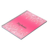 Carnet Parties scintillant de séchage rose personnalisée  (Côté gauche)