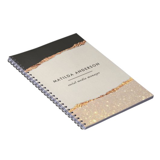 Carnet Parties scintillant d'or à crème noire personnalis (Côté Droit)