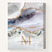 Carnet Parties scintillant d'or blanc Agate Marbre Monogr (Dos)