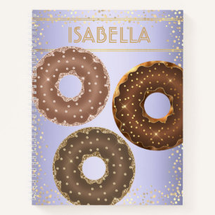 Carnet Parties scintillant d'or chocolat beignets violet 
