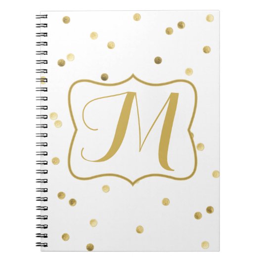 Carnet Parties scintillant d'or Confetti Dot Polka Monogr (Devant)