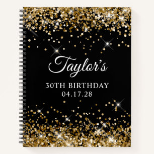 Carnet Parties scintillant d'or et Black 30e anniversaire