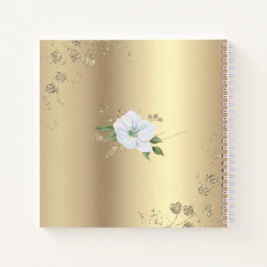 Carnet Parties scintillant d'or floral Aquarelle Script G (Dos)