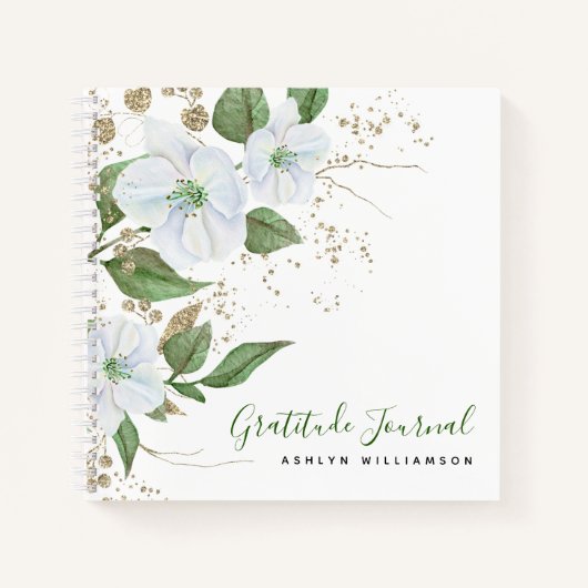 Carnet Parties scintillant d'or floral Aquarelle Script G (Devant)