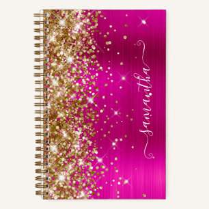 Carnet Parties scintillant d'or Hot rose Foil Girl Signat