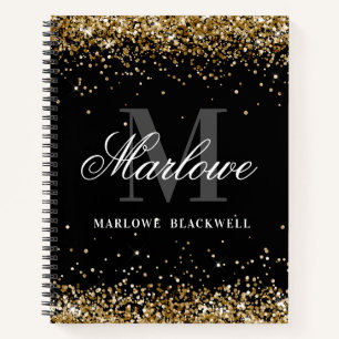 Carnet Parties scintillant d'or Monogram noir et blanc él