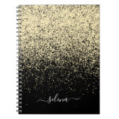 Carnet Parties scintillant d'or noir Monogramme fille (Devant)