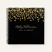 Carnet Parties scintillant d'or noir points coiffeur styl (Devant)