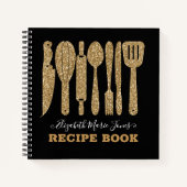 Carnet Parties scintillant d'or noir Recette d'ustensile  (Devant)