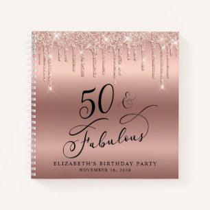 Carnet Parties scintillant d'or rose 50e anniversaire de 