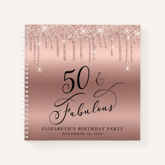 Carnet Parties scintillant d'or rose 50e anniversaire de  (Devant)