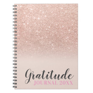 Carnet parties scintillant d'or rose blush rose gratitude