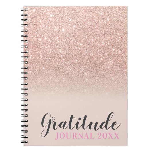 Carnet parties scintillant d'or rose blush rose gratitude (Devant)
