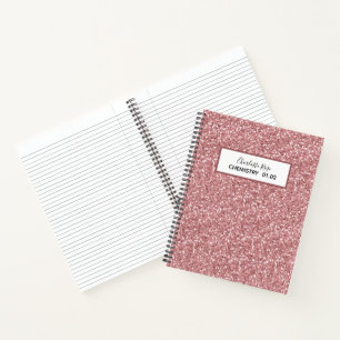 Carnet Parties scintillant d'or Rose fille École de leçon