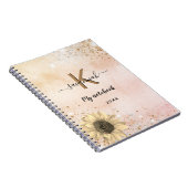 Carnet parties scintillant d'or rose nom monogramme de to (Côté Droit)