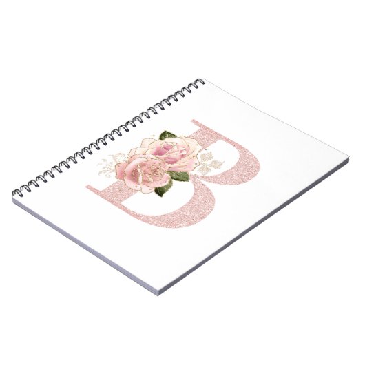 Carnet Parties scintillant d'or Rose pâle de fille Monogr (Côté gauche)