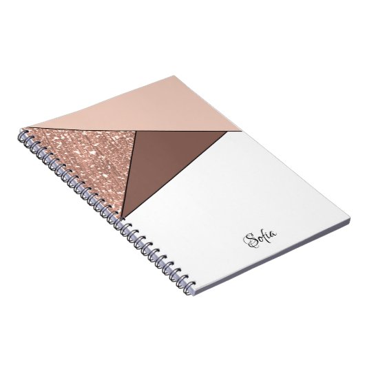 Carnet parties scintillant d'or rose personnalisées luxe (Côté Droit)
