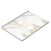 Carnet Parties scintillant d'or sur texture Marbre blanc (Côté gauche)