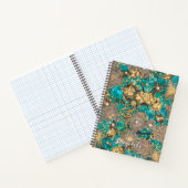 Carnet Parties scintillant d'or turquoise Faux Fleurs Abs (Intérieur)