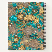 Carnet Parties scintillant d'or turquoise Faux Fleurs Abs (Dos)