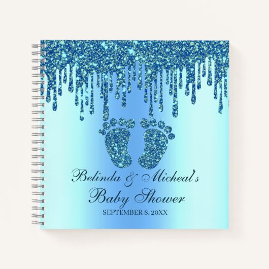 Carnet Parties scintillant Drift Blue Feet Baby shower Li (Devant)