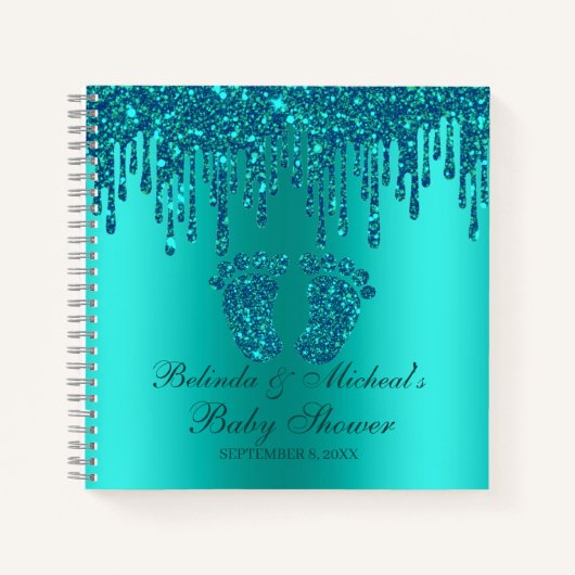 Carnet Parties scintillant Drift Turquoise Pieds Baby sho (Devant)