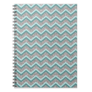 Carnet Parties scintillant en argent et ZigZag Turquoise