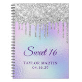 Carnet Parties scintillant en argent Iridescente Sweet 16 (Devant)