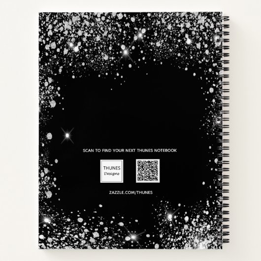 Carnet Parties scintillant en argent noir éclaire monogra (Dos)