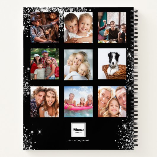 Carnet Parties scintillant en argent noir photo collage m (Dos)