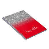 Carnet Parties scintillant en argent Nom rouge Ombre (Côté Droit)