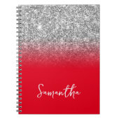 Carnet Parties scintillant en argent Nom rouge Ombre (Devant)