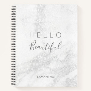 Carnet Parties scintillant en marbre argenté / Bonjour be