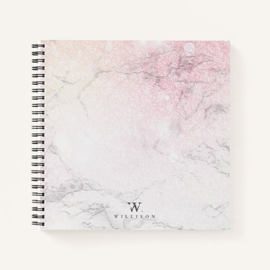 Carnet Parties scintillant en marbre Design monogramme de (Devant)