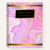 Carnet Parties scintillant en marbre rose violet or (Devant)