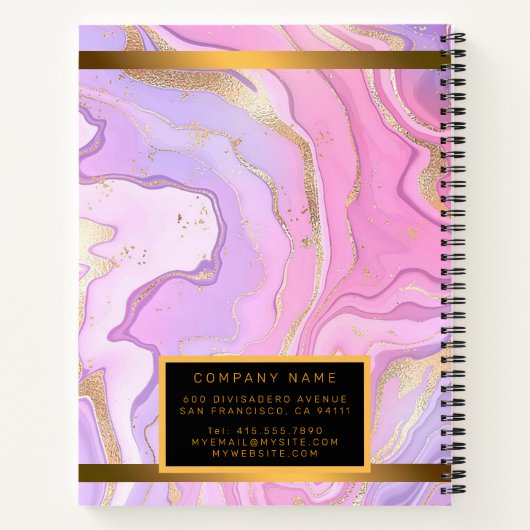 Carnet Parties scintillant en marbre rose violet or (Dos)