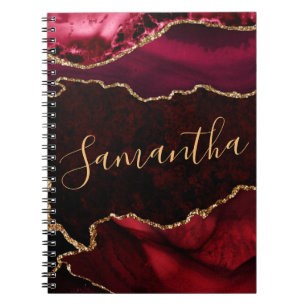 Carnet Parties scintillant en marbre rouge et Faux or