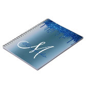Carnet Parties scintillant en métal bleu marine Monogramm (Côté gauche)