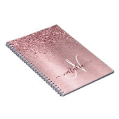 Carnet Parties scintillant en métal brossé rose pâle Nom (Côté Droit)