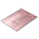 Carnet Parties scintillant en métal brossé rose pâle Nom (Côté gauche)